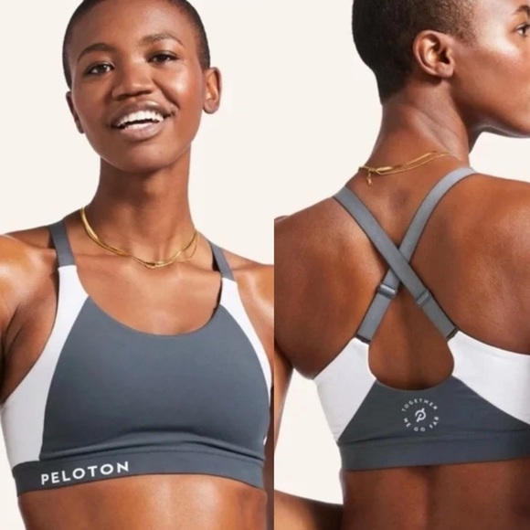 Peloton Womens Gray Color Block Together We Go Far Crossback Sports Bra Size L - Picture 1 of 6